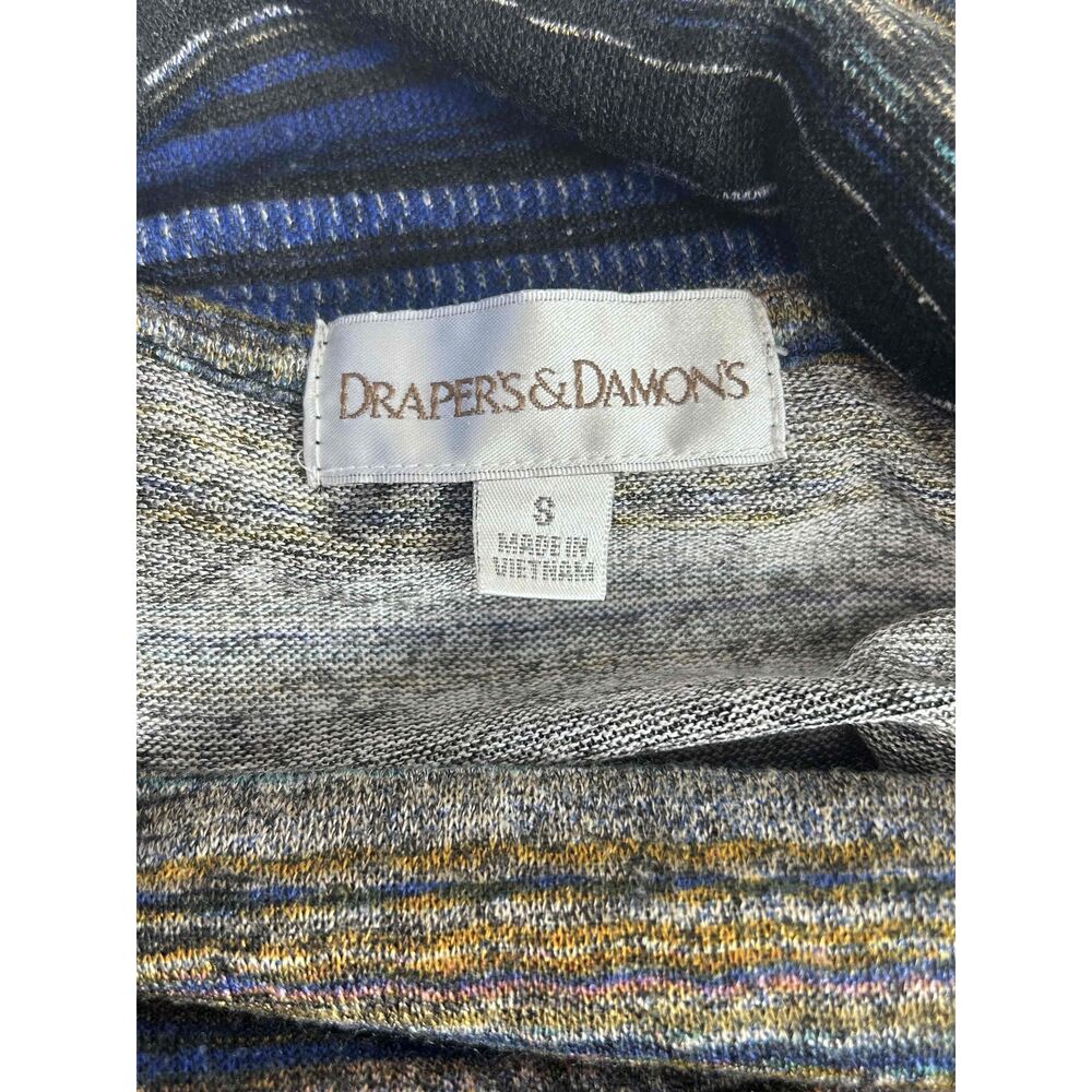Drapers & Damons Womens Gray Blue Striped Long‎ Sleeve Cowl Neck Tunic Top Small - Picture 4 of 6